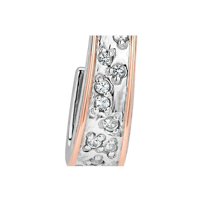 Cariad Sparkle Silver Half-Hoop Drop Earrings - Image 2