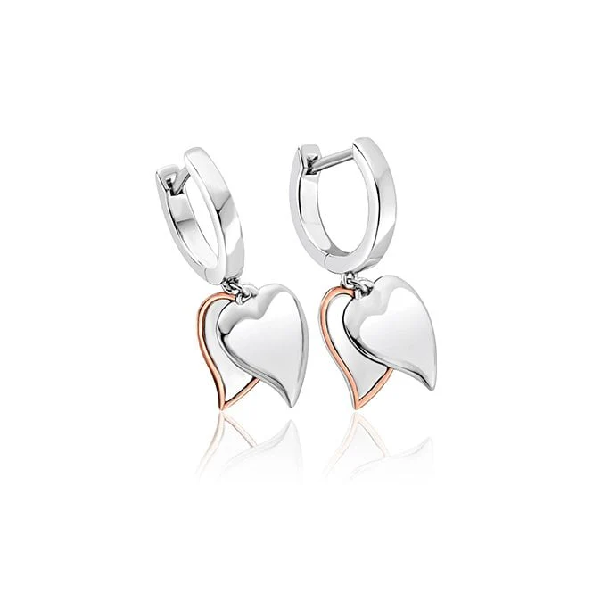 Cwtch Silver Double Heart Drop Earrings
