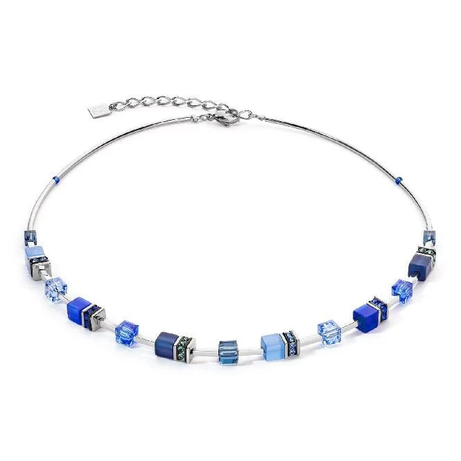 GeoCUBE Iconic Lite Necklace in Silver & Blue