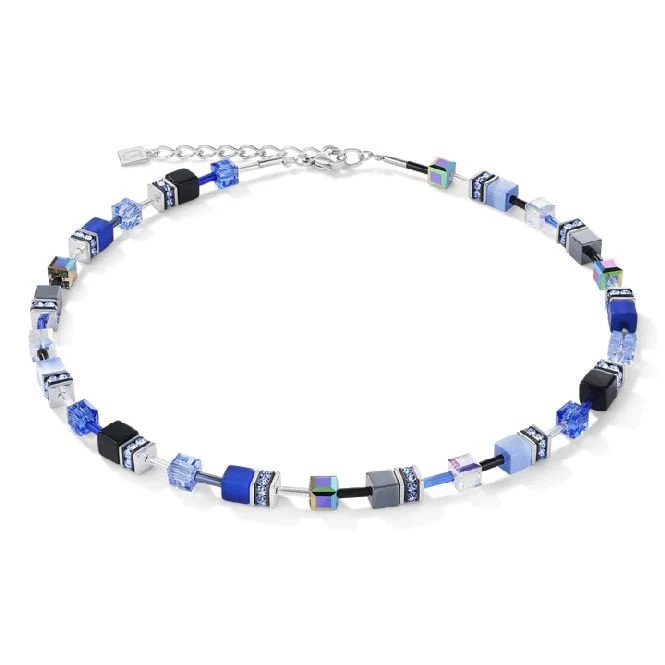 GeoCUBE Necklace in Silver & Cobalt Blue