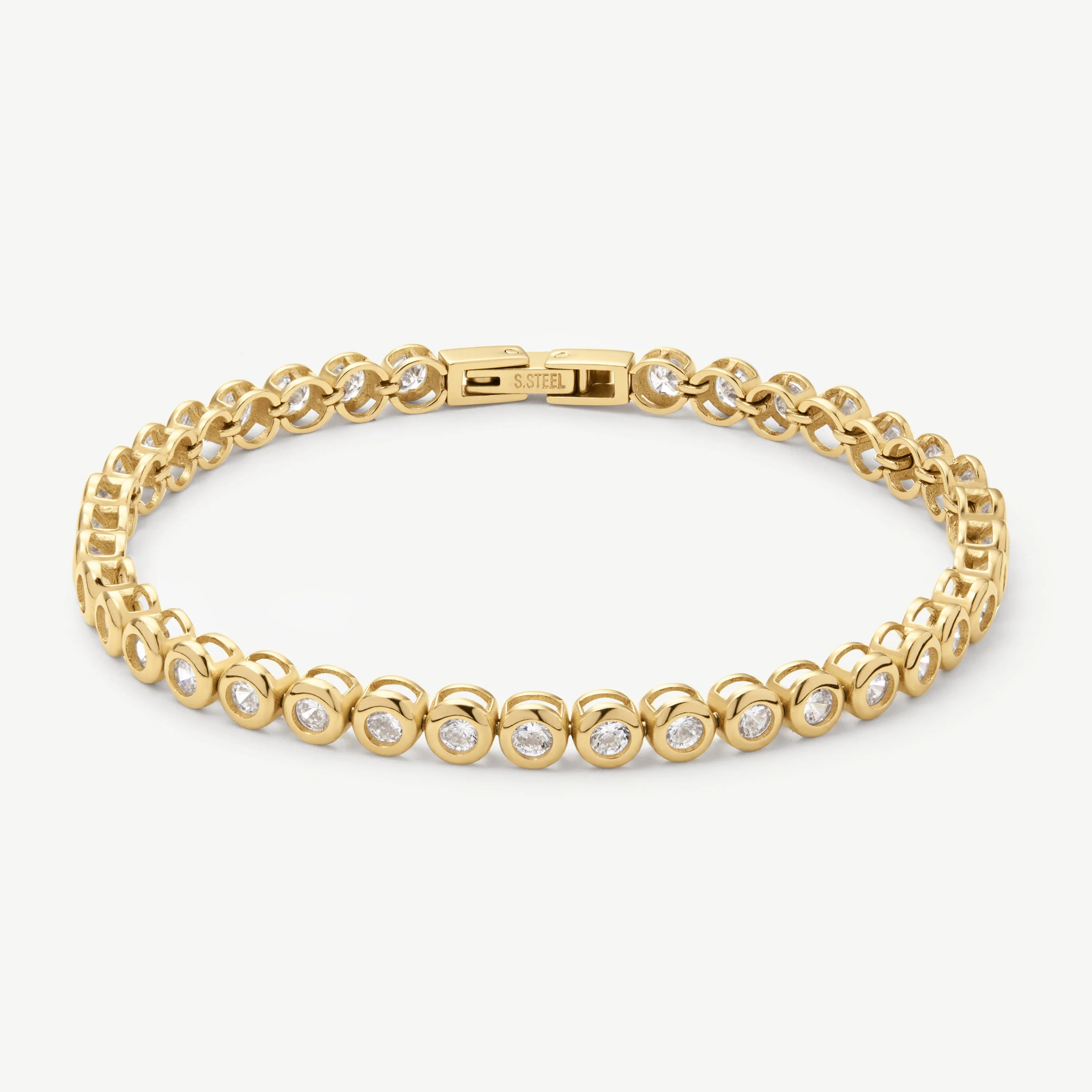Gold Classic Bezel Tennis Bracelet