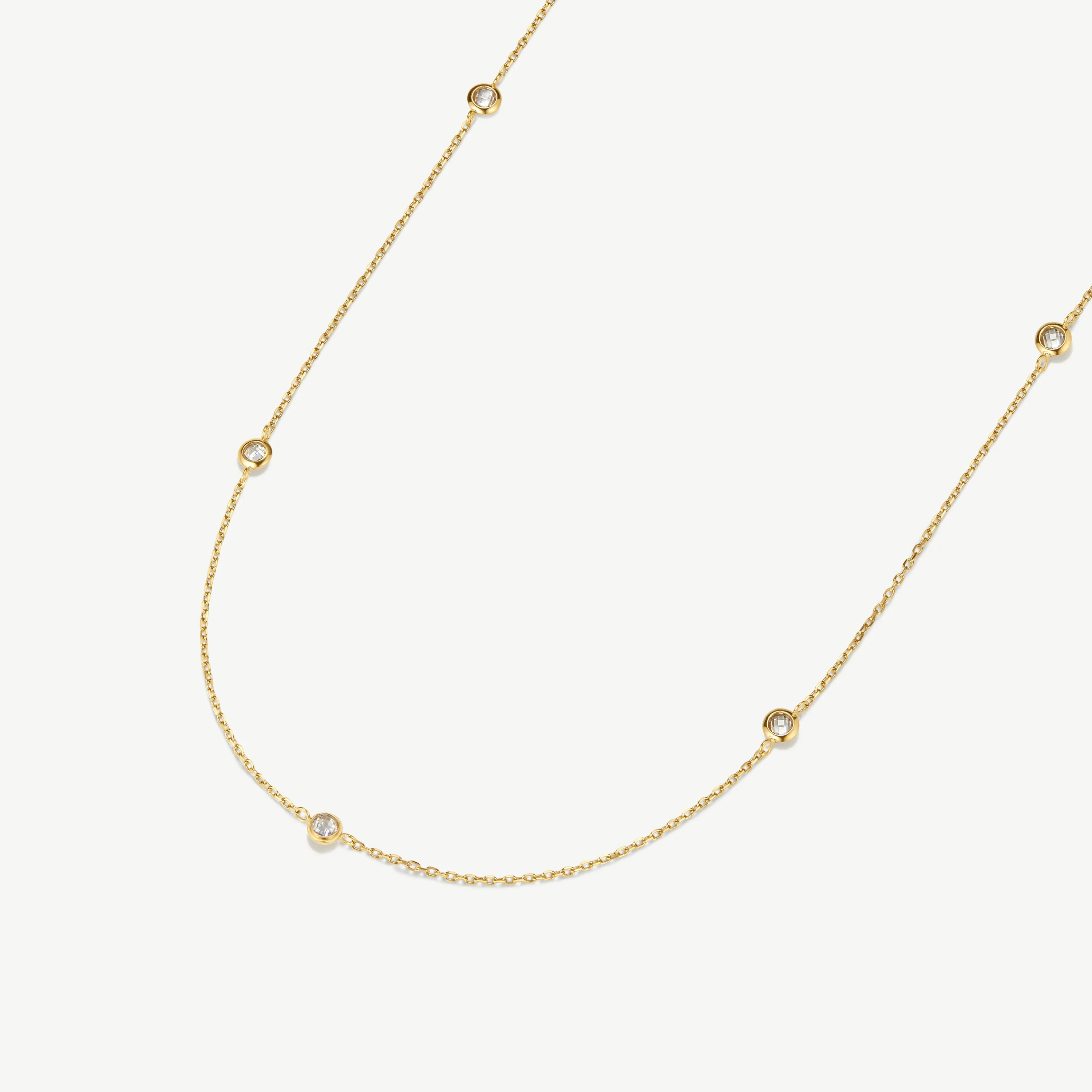 Gold Multi Stone Chain Necklace
