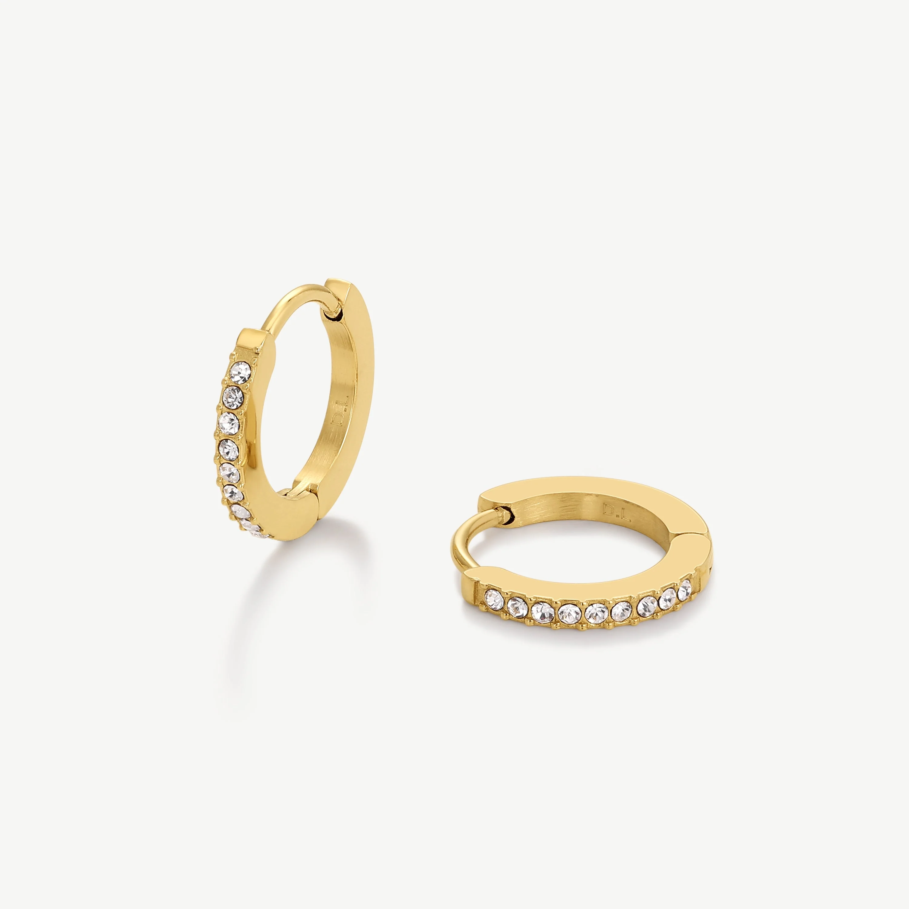 Gold Tennis Huggie Hoop Earrings
