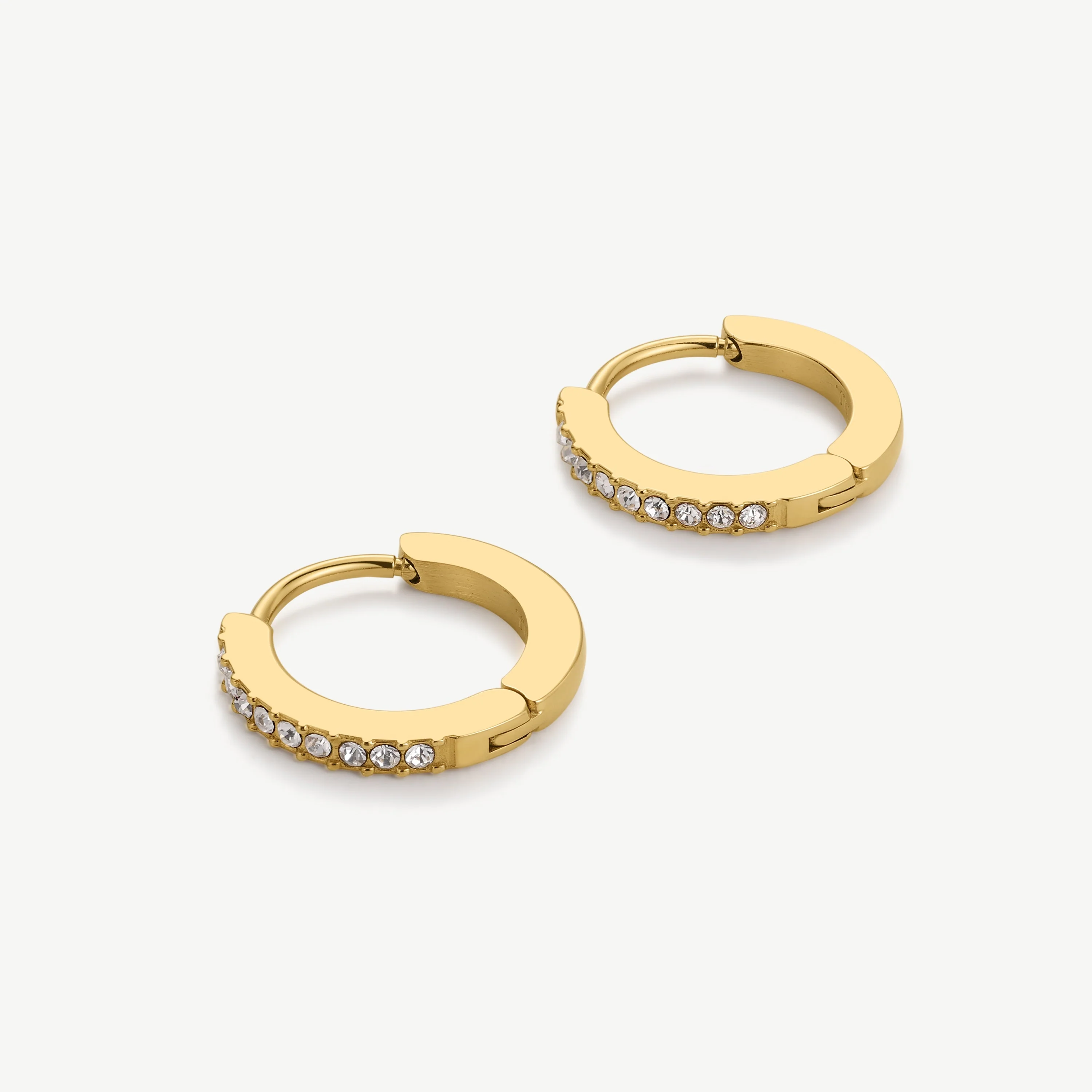 Gold Tennis Huggie Hoop Earrings - Image 2