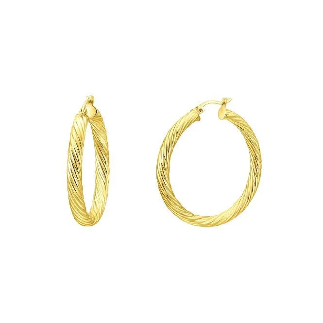 Chunky Rope Gold Clip Hoop Earrings, 20mm