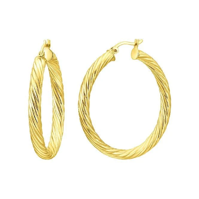 Chunky Rope Gold Clip Hoop Earrings, 30mm