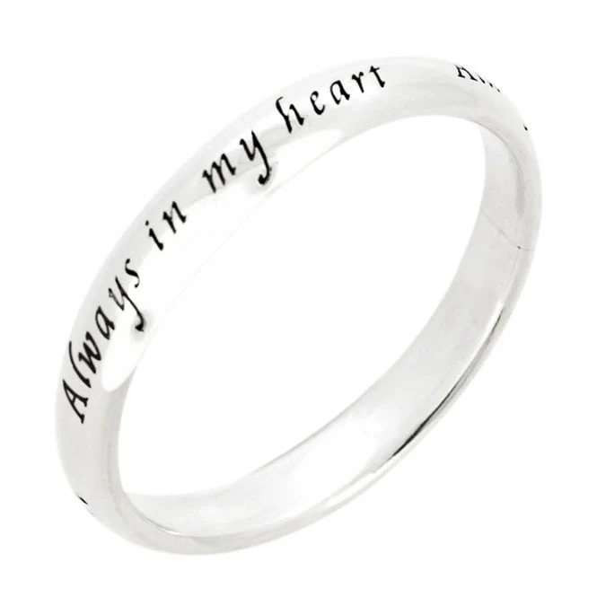 Engraved Silver Always in My Heart Ring, Size 52