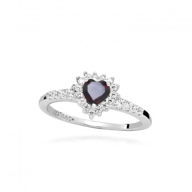 Hope Heart Red Garnet Ring, Size 54