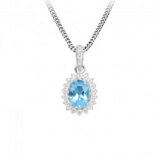 Hope Oval Blue Topaz Pendant Necklace