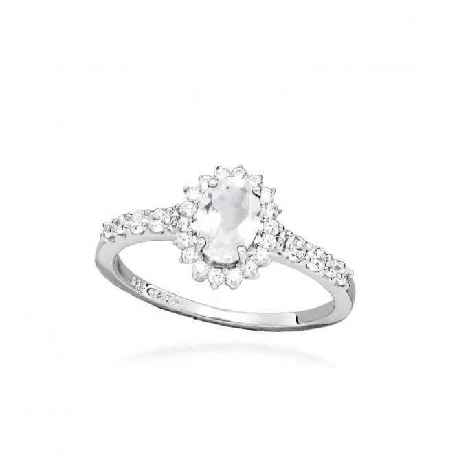 Hope Oval White Topaz Ring, Size 56