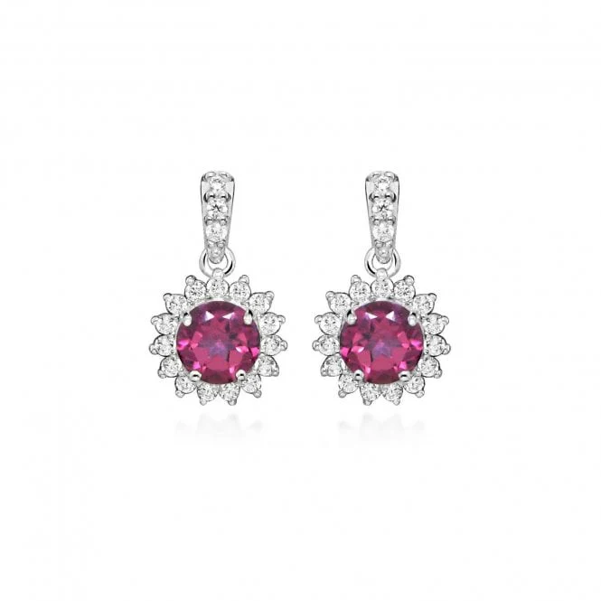 Hope Round Pink Topaz Drop Earrings