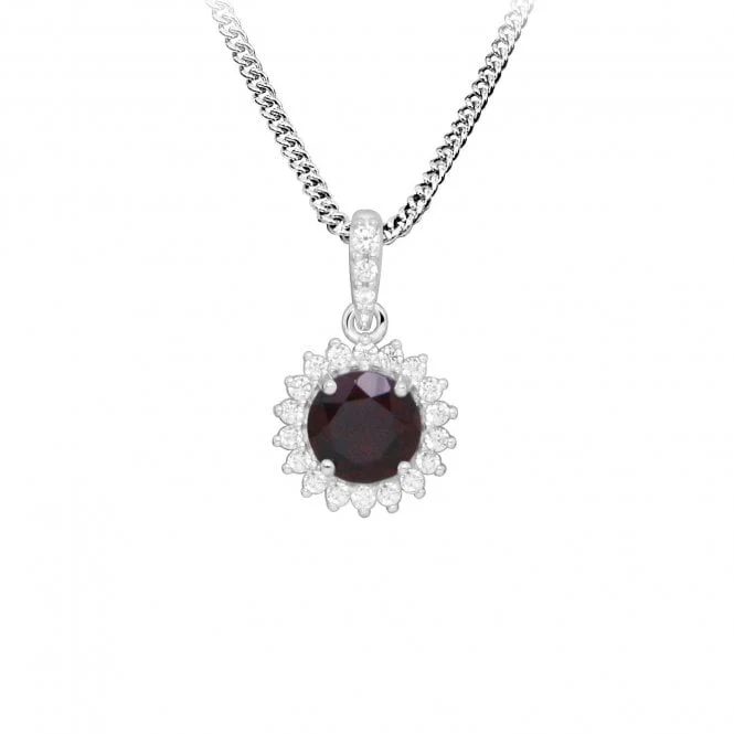 Hope Round Red Garnet Pendant Necklace