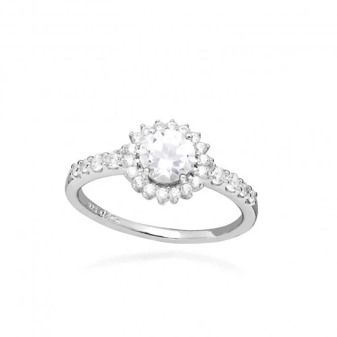 Hope Round White Topaz Ring, Size 56