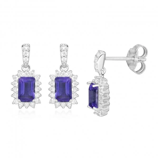 Hope Square Purple Amethyst Drop Earrings