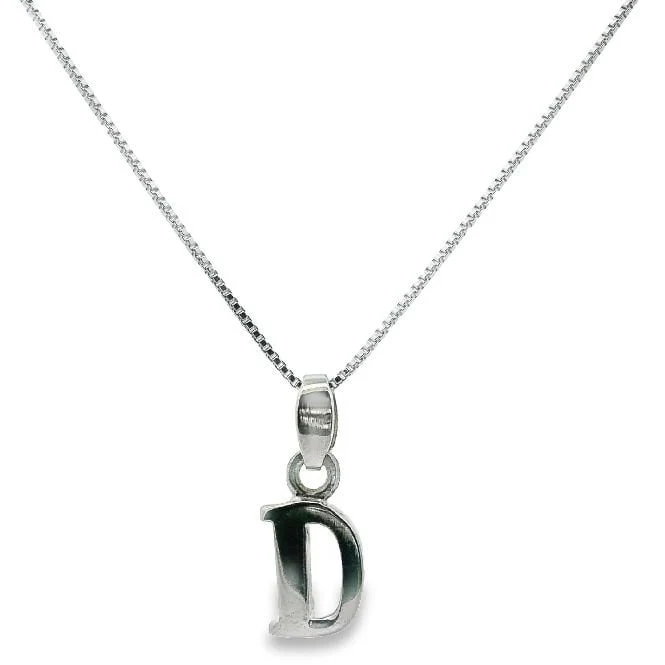 Letter D Silver Initial Pendant Necklace, 40-45cm