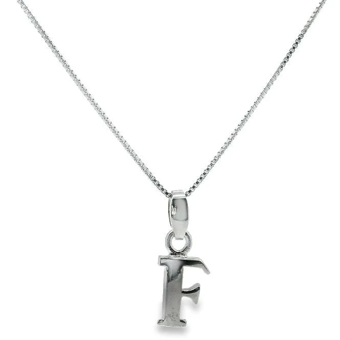 Letter F Silver Initial Pendant Necklace, 40-45cm