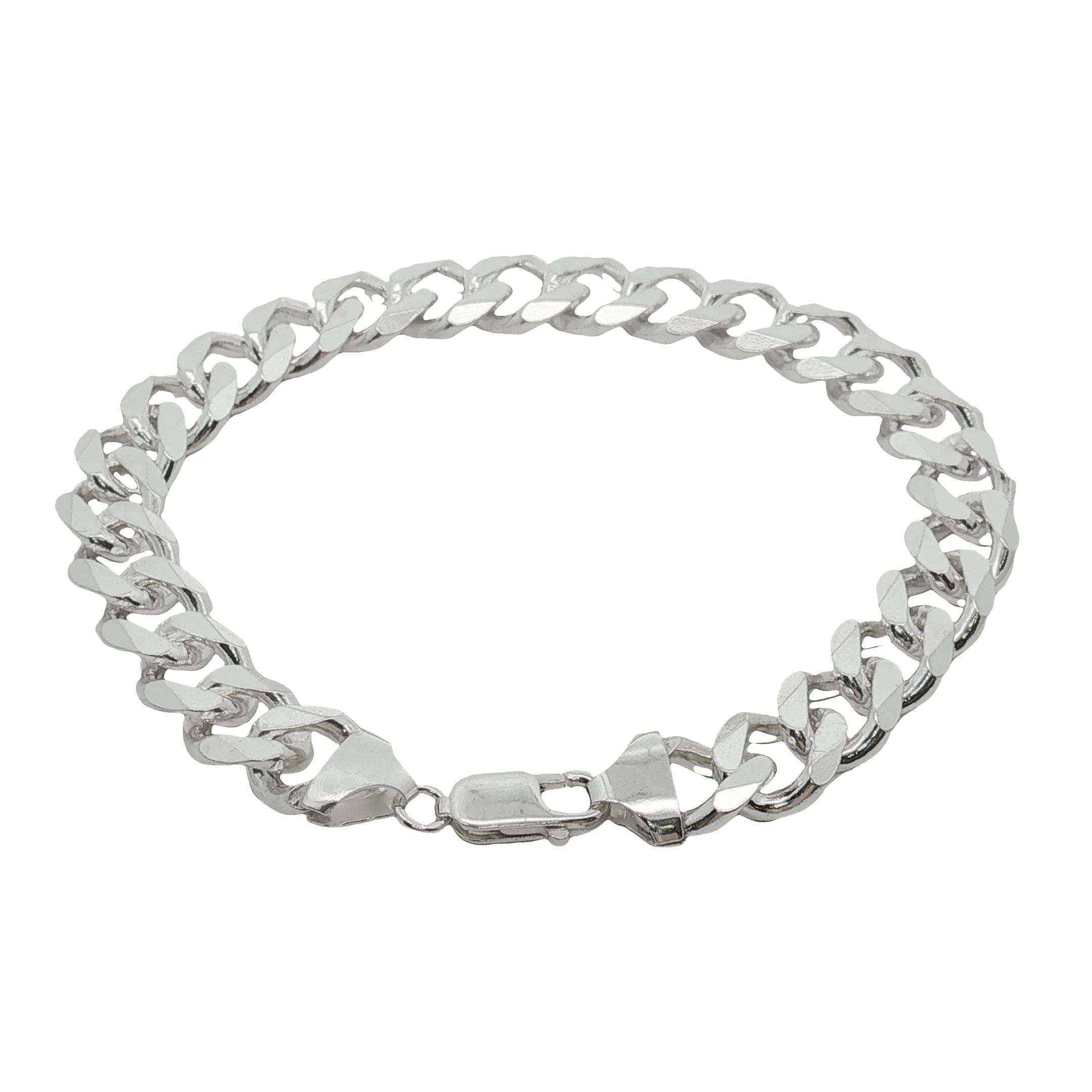 Men's Chunky Diamond-Cut Flat Curb Bracelet, 20cm
