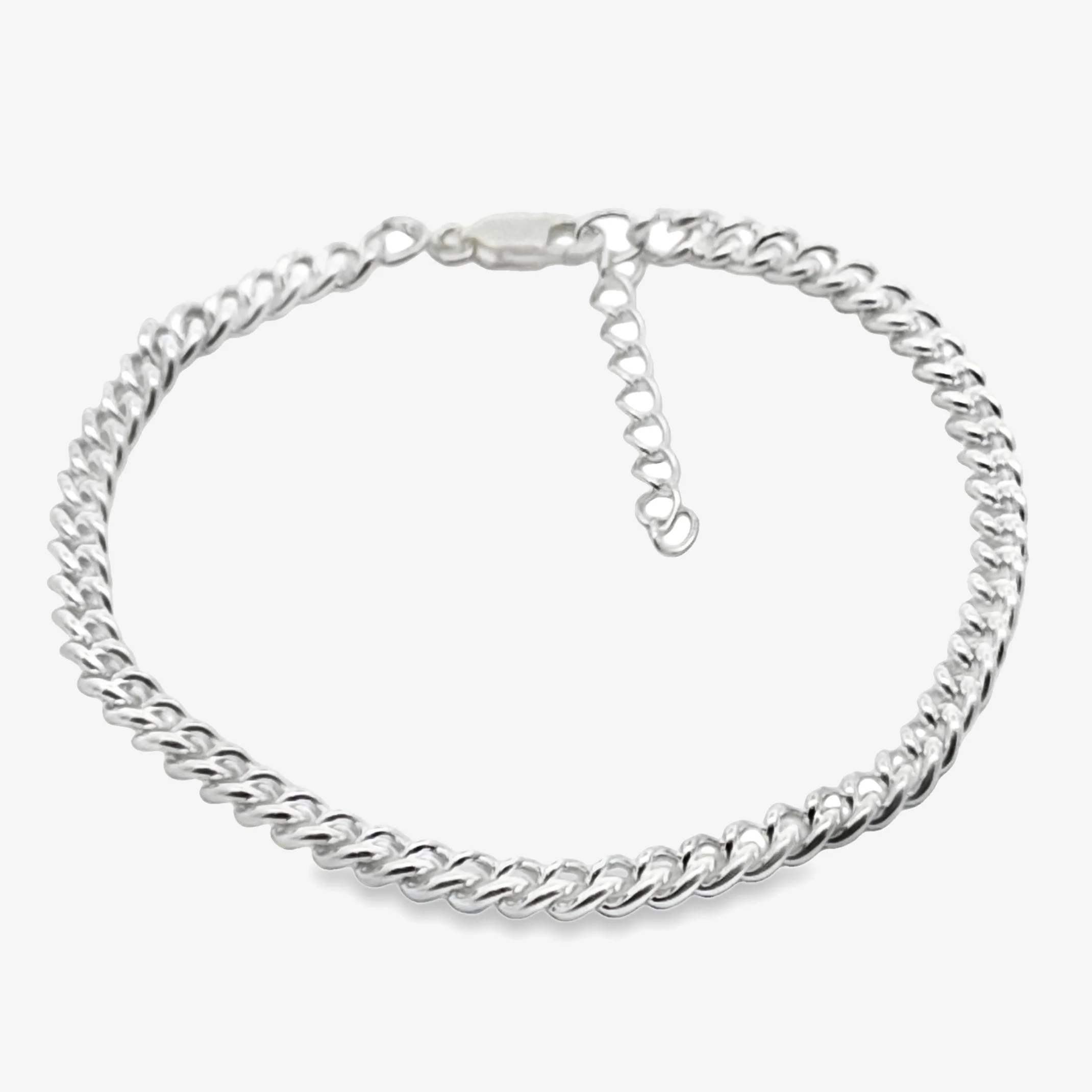 Men's Silver Slim Curb Link Bracelet, 22cm