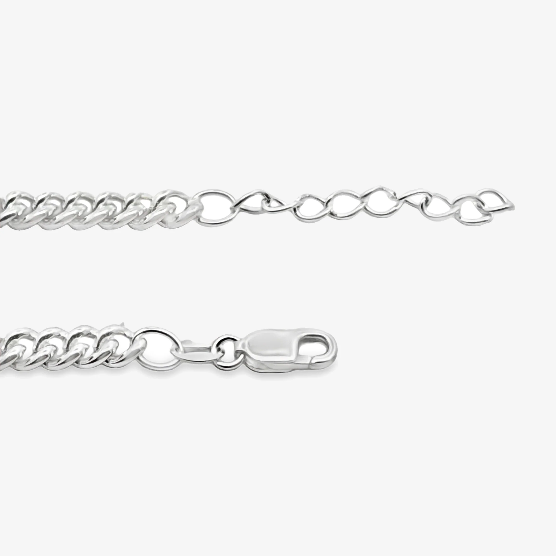Men's Silver Slim Curb Link Bracelet, 22cm - Image 2