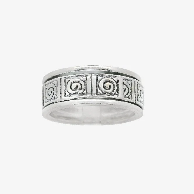 Oxidised Silver Blackened Swirls Ring, Size 57.5