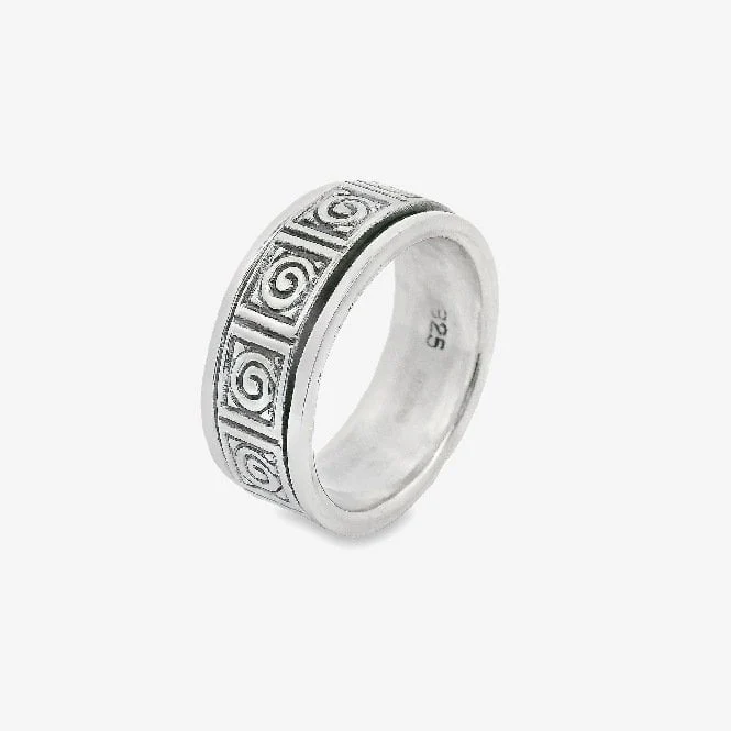 Oxidised Silver Blackened Swirls Ring, Size 57.5 - Image 2