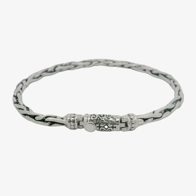Oxidised Silver Slim Ornate Bracelet, 21cm