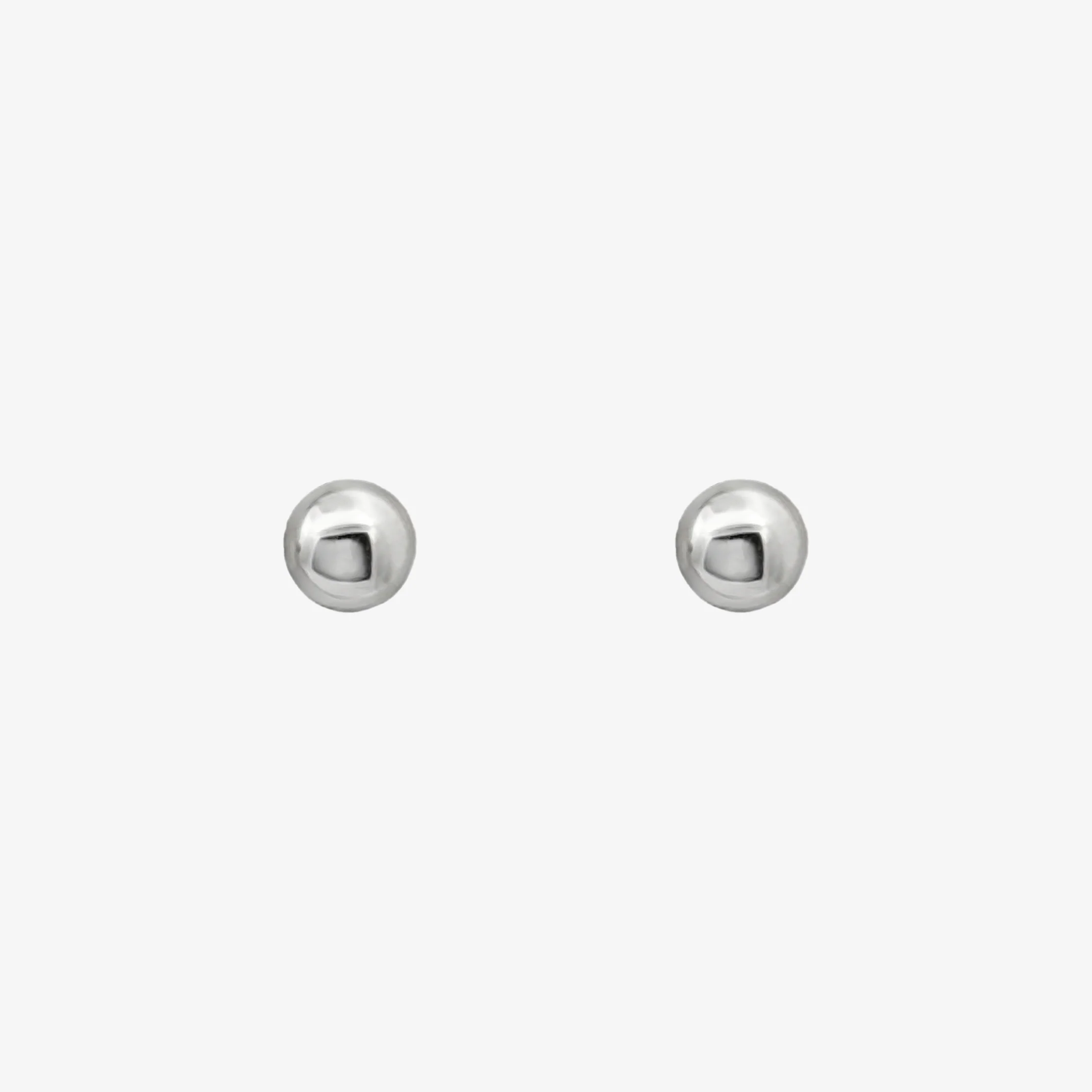 Rhodium Silver Ball Stud Earrings, 5mm - Image 2