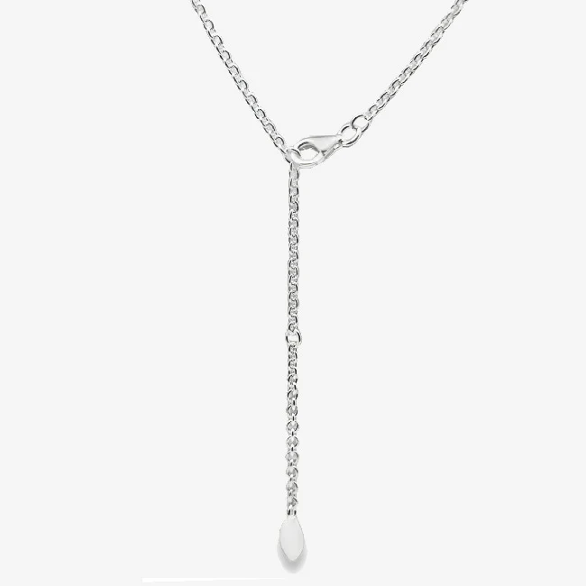 Rhodium Silver Squared Curb Chain Necklace, 50cm - Image 2
