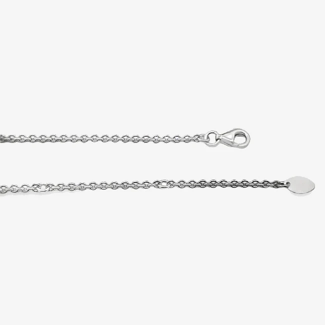 Rhodium Silver Squared Curb Chain Necklace, 50cm - Image 3