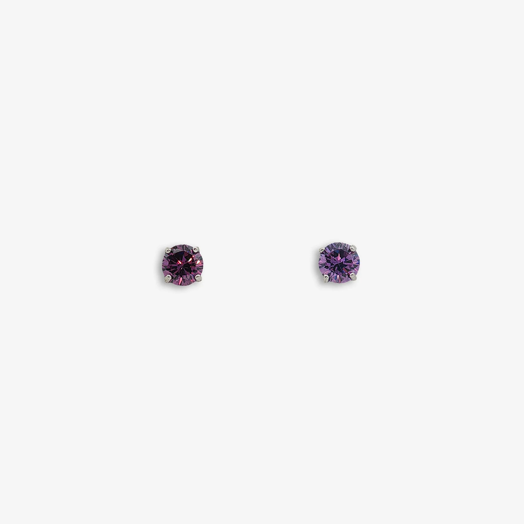 Silver 4-Claw Purple Stone 4mm Stud Earrings - Image 2