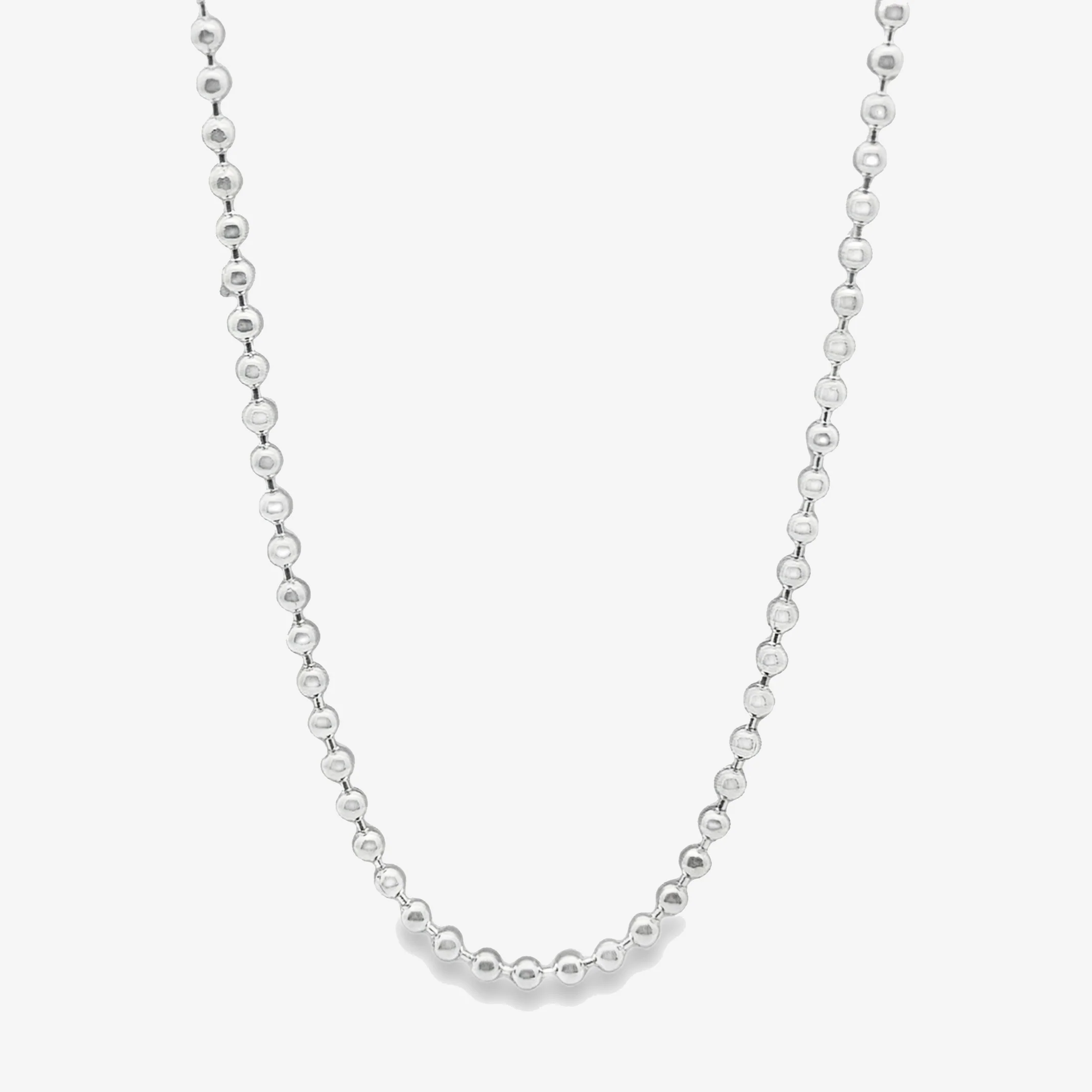 Silver Beaded Chain Necklace, 45cm