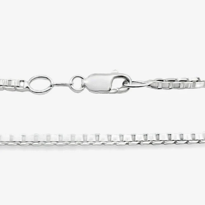 Silver Box Chain Necklace, 50cm - Image 2