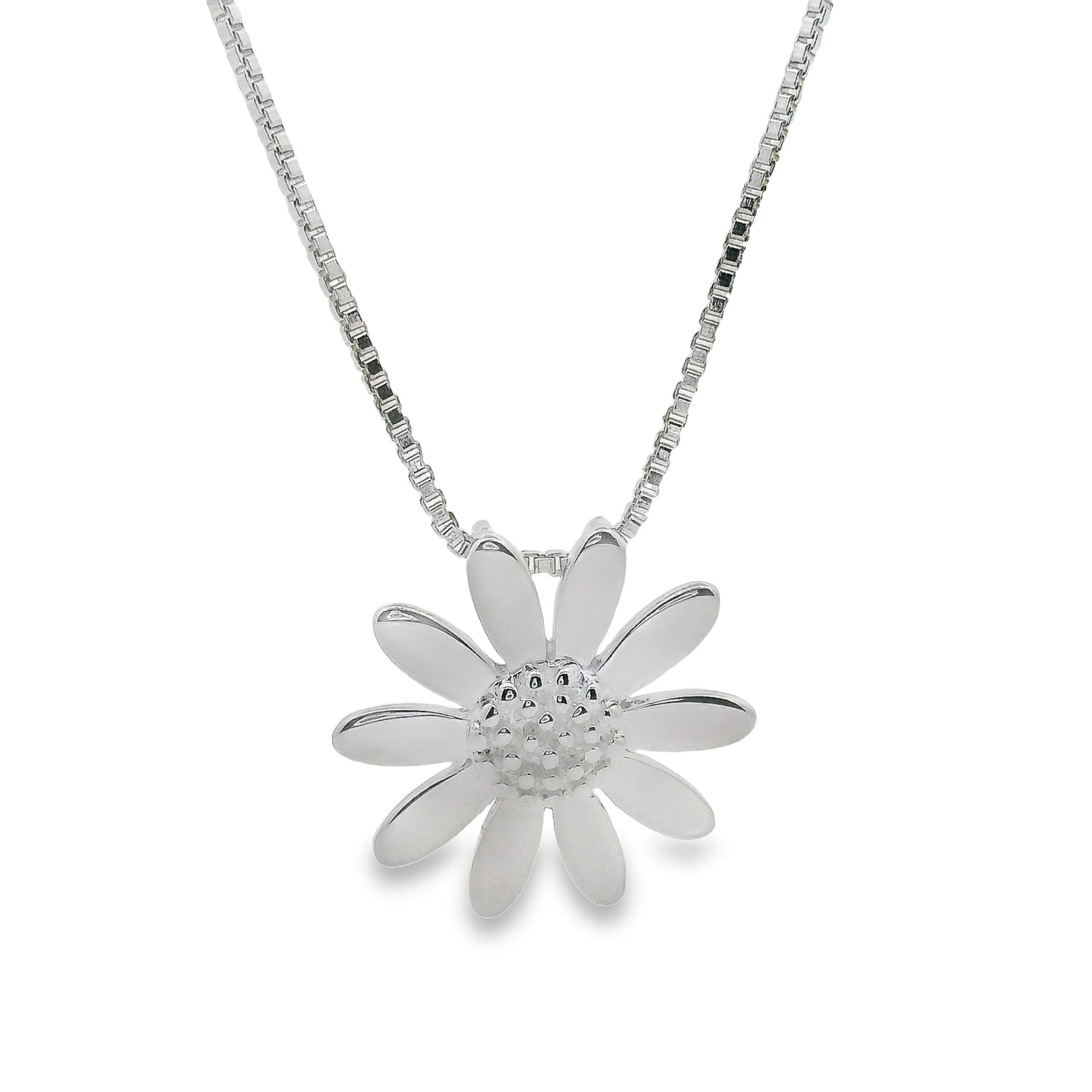 Silver Daisy Pendant Necklace