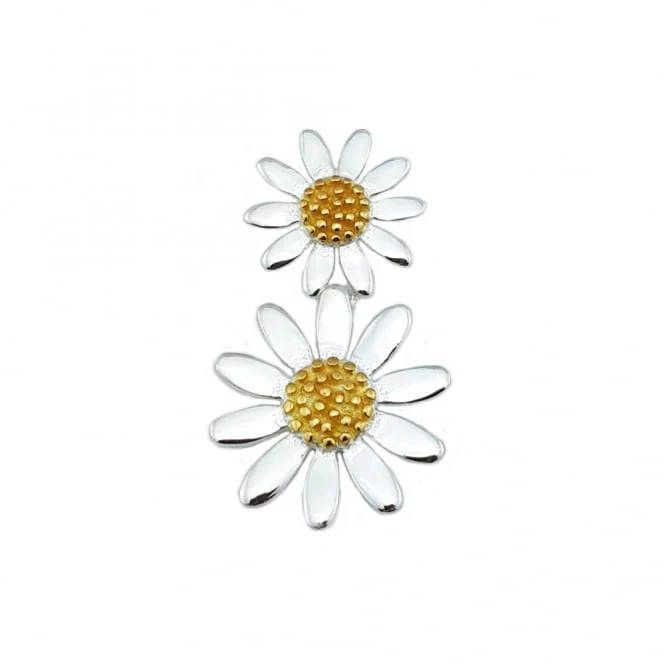 Silver & Gold Double Daisy Pendant Necklace - Image 2