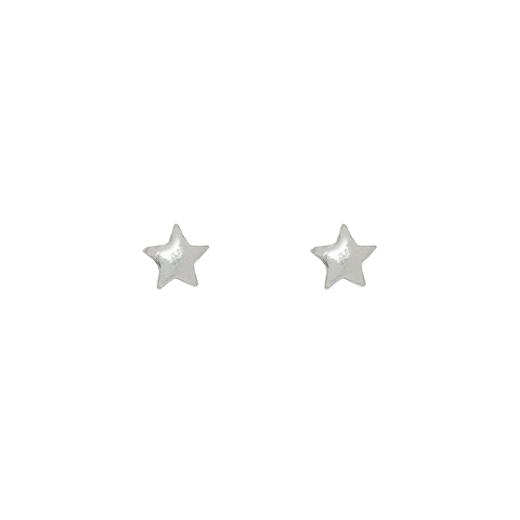 Silver Polished Star Stud Earrings
