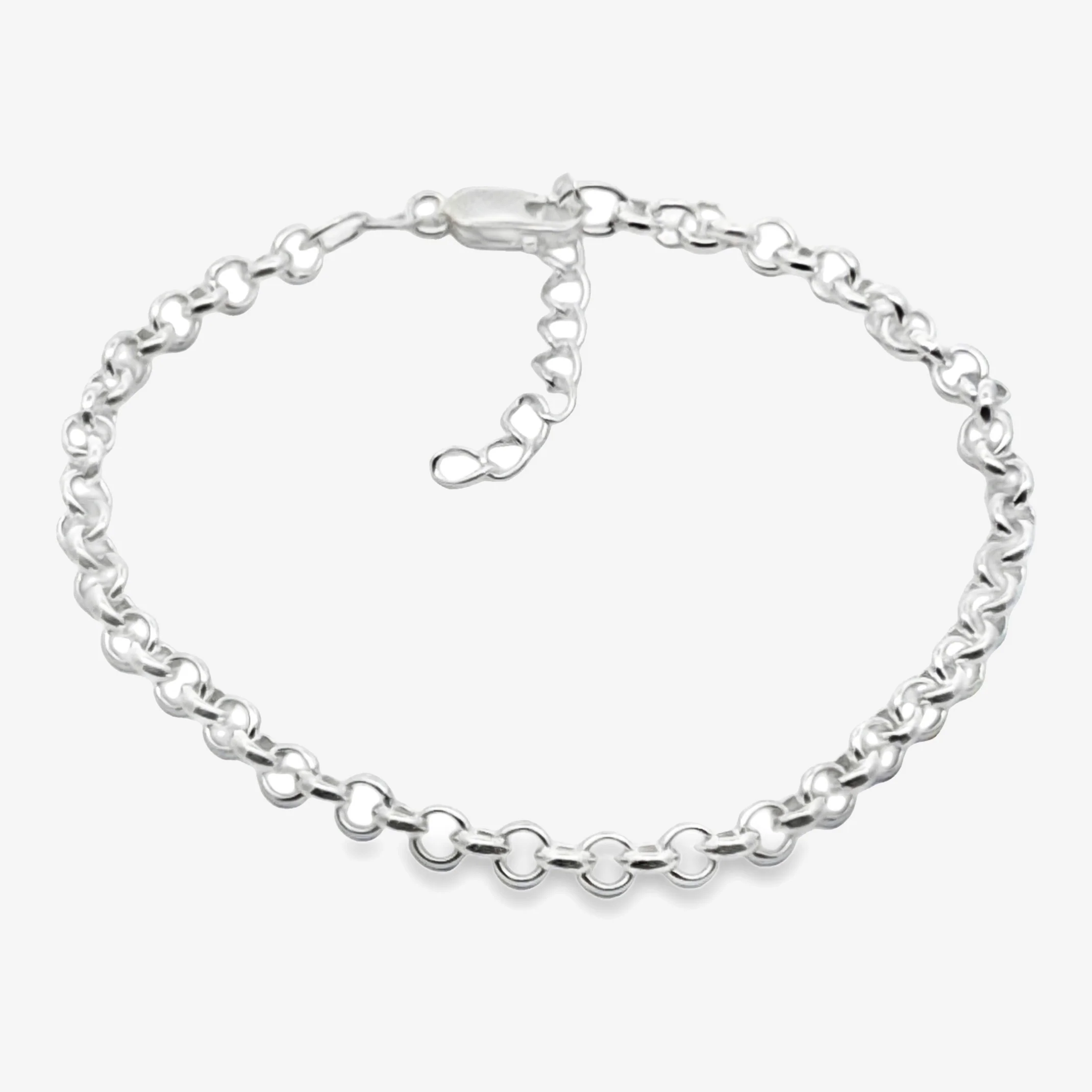 Silver Round Link Bracelet, 22cm