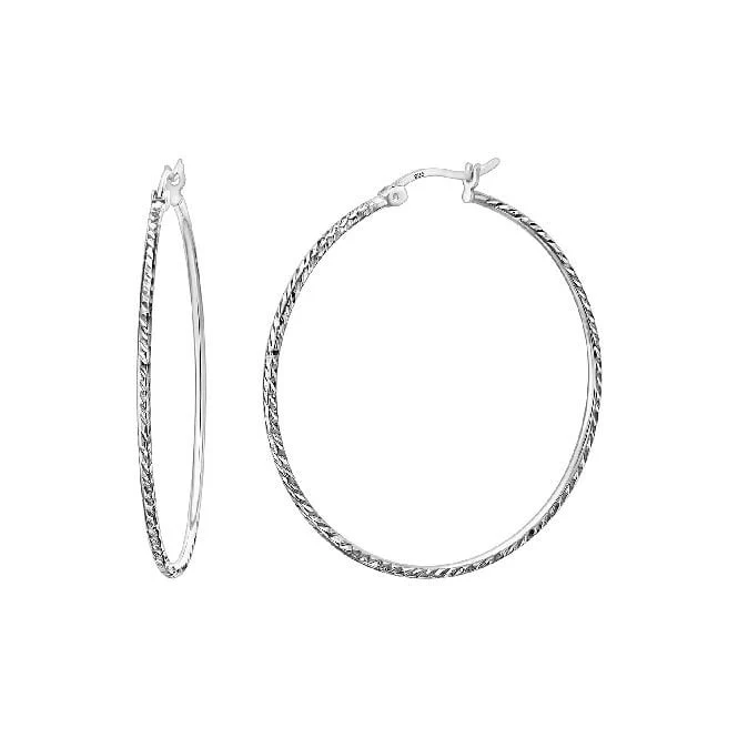 Twist Silver Clip Hoop Earrings, 45mm Extra Large