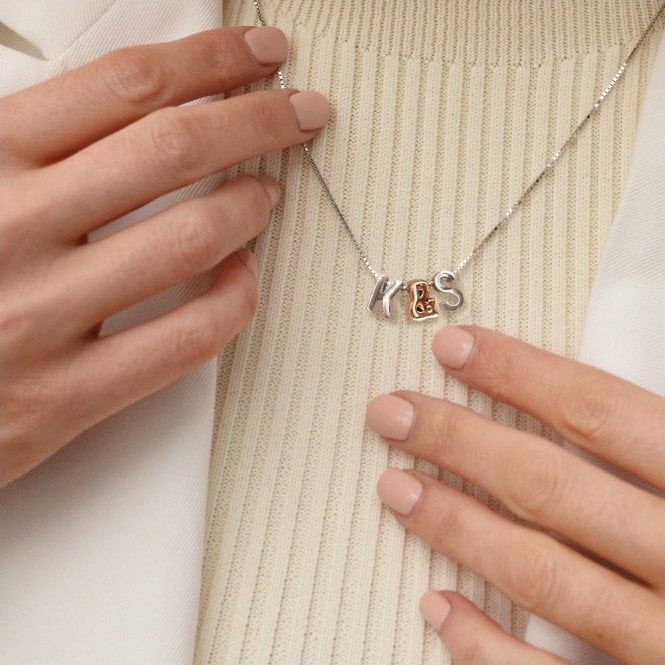 Silver Ampersand Icon Pendant with Rose Gold - Image 3