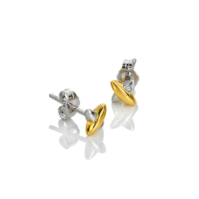 Silver & Gold Coupled Two Tone Earrings
