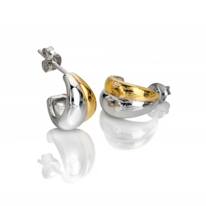 Silver & Gold Droplet Two Tone Earrings
