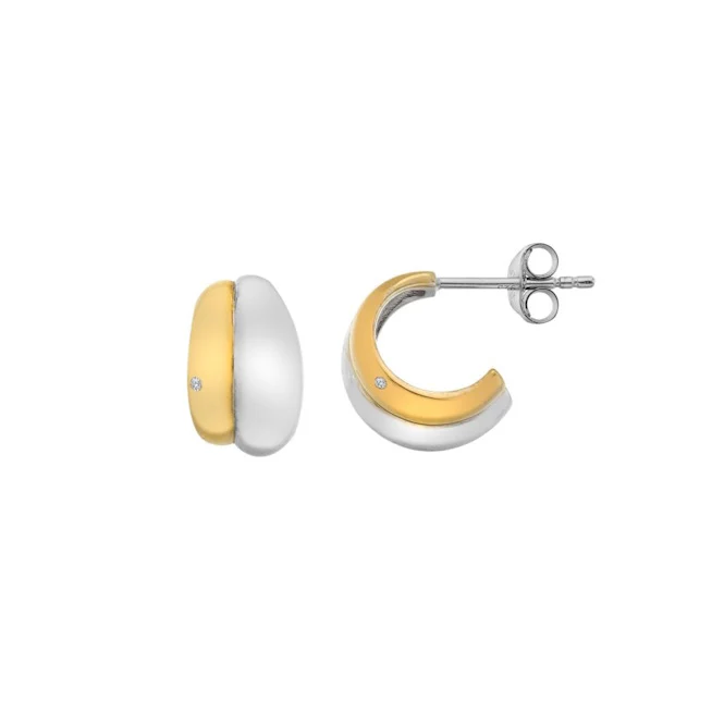 Silver & Gold Droplet Two Tone Earrings - Image 2