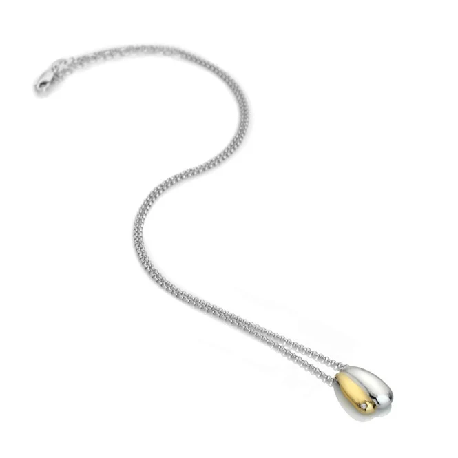 Silver & Gold Droplet Two Tone Pendant Necklace
