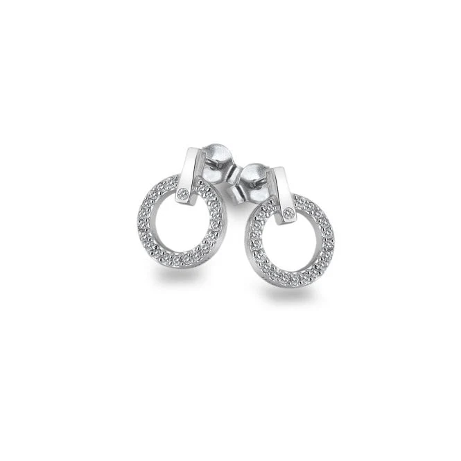 Silver Constant Circle Earrings with White Topaz