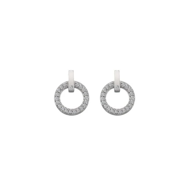 Silver Constant Circle Earrings with White Topaz - Image 2