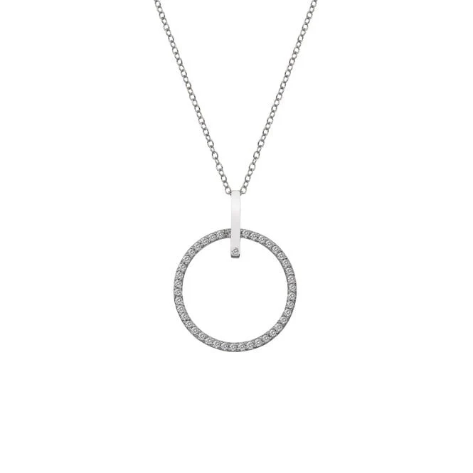 Silver Constant Circle Pendant Necklace with White Topaz - Image 2