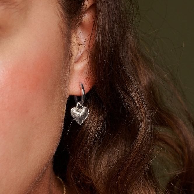 Silver Essence Heart Huggie Earrings - Image 3