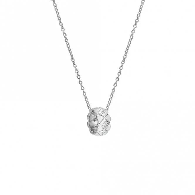 Silver Quilted Pendant with White Topaz - Image 3