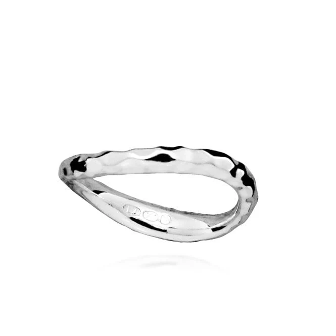 Off The Beaten Track Hammered Silver Ring, Size 51