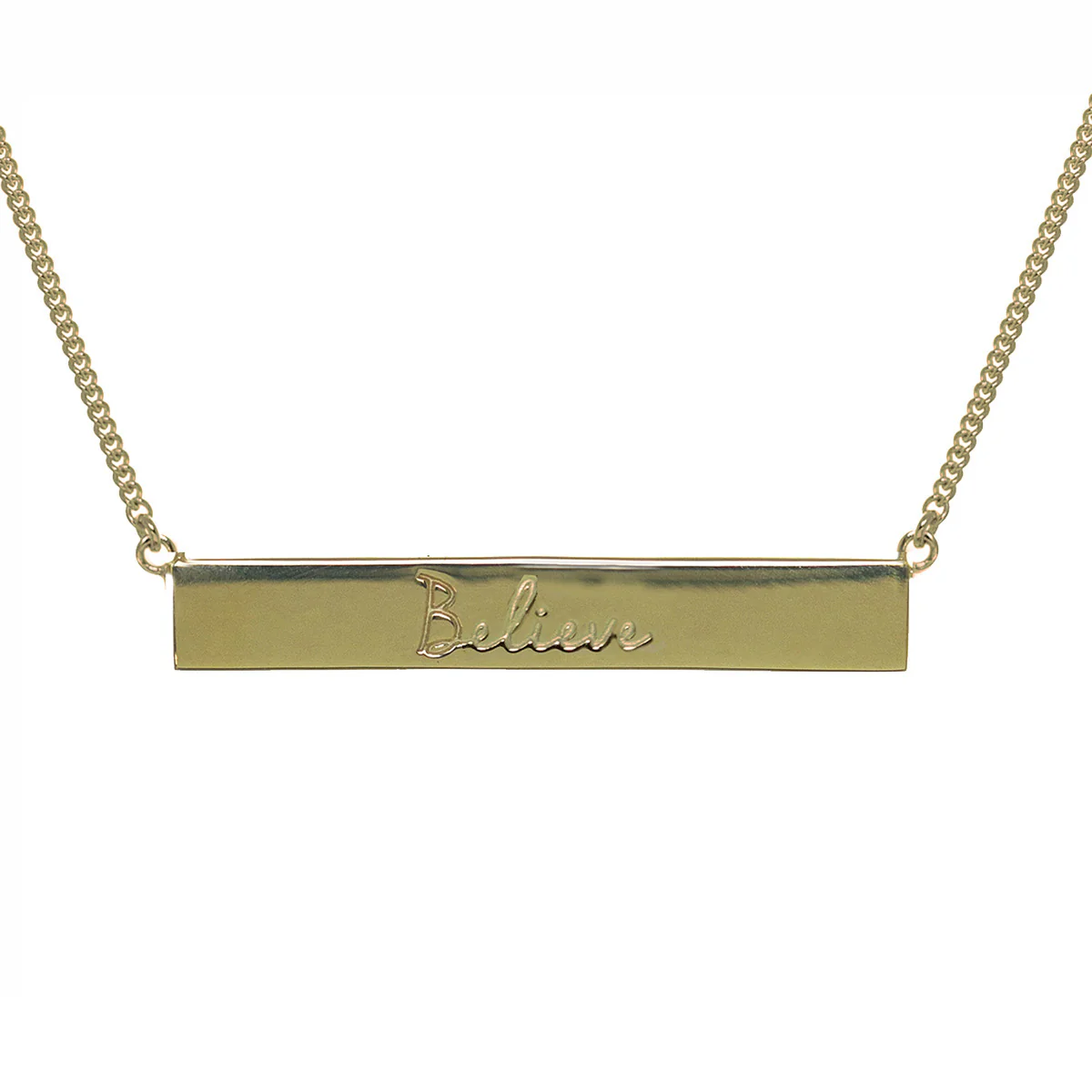 Believe Bar Necklace in Gold
