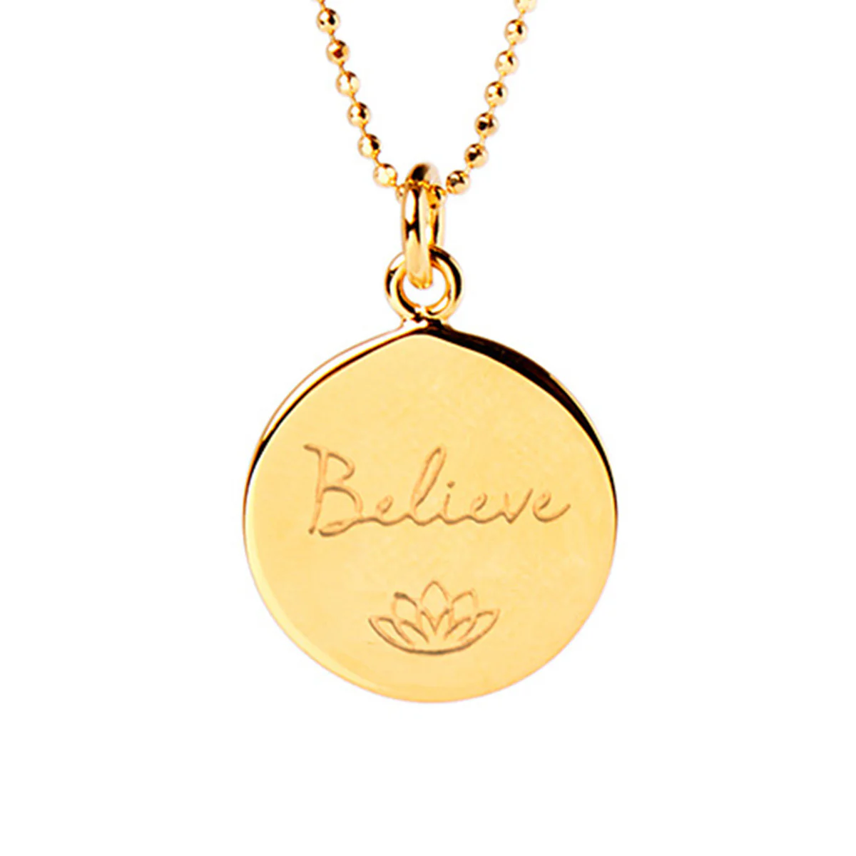 Believe Disc Necklace in Gold